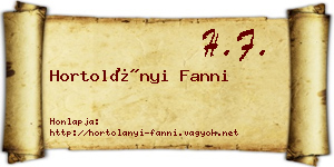 Hortolányi Fanni névjegykártya